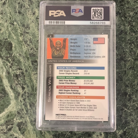 2003 Serena Williams Netpro Card PSA 7 - Picture 2 of 2